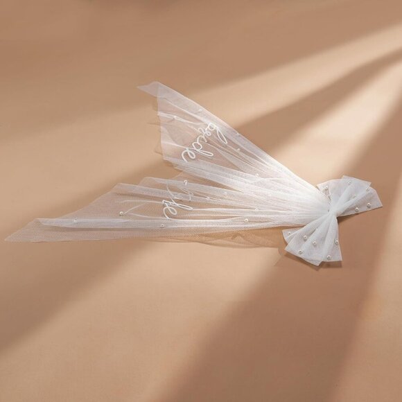 🆕 Women White Clip Bachelorette Party Decorations Pearl Bow Accessories - Picture 7 of 9